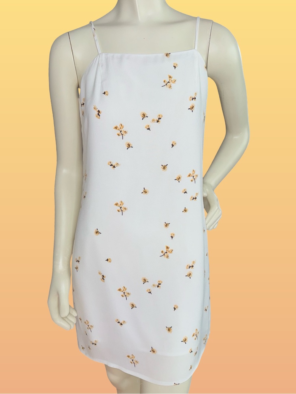 Gentle Fawn White Slip Dress with Yellow Floral Detail